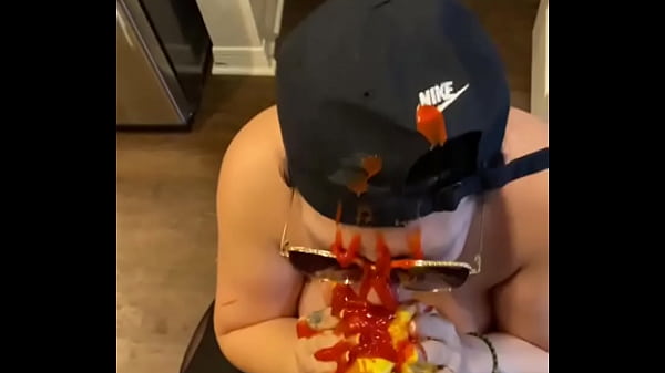 Dick gets sucked in hot dog bun